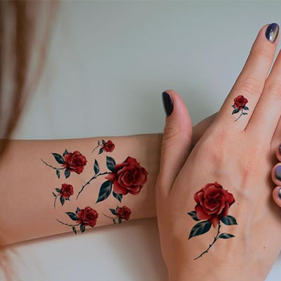 82 Sheets Colored Flowers Temporary Tattoos