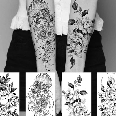 64 Sheets Long Lasting Flower Temporary Fake Tattoos